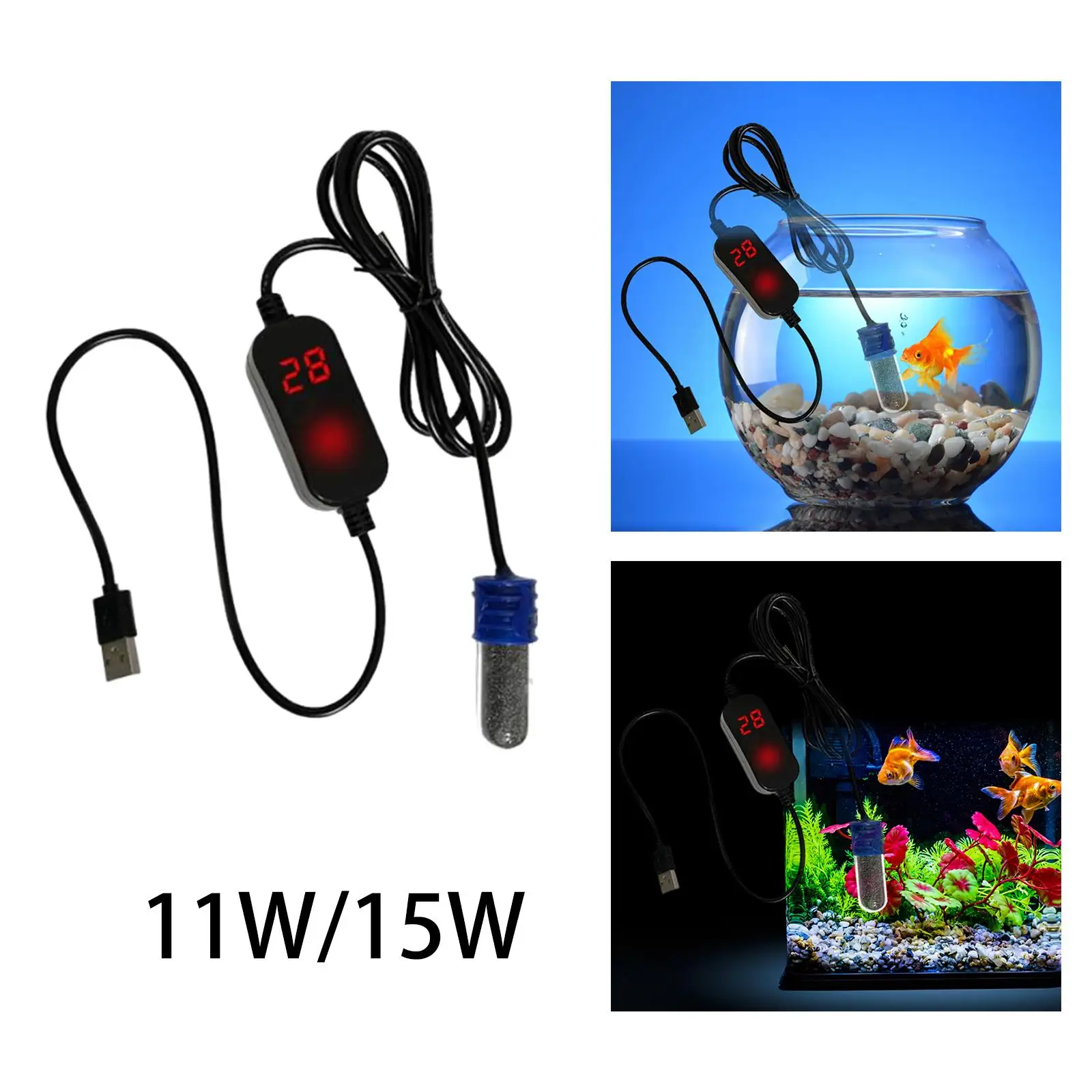Submersible Aquarium Heater Temperature Adjustable Heating Rod LED Display for 1 Gallon Small Fish Tank Heater for Horned Frogs