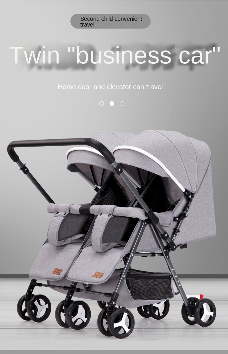 Twin Lightweight Travel Stroller Double Shock Absorbing Stroller Folding Stroller Newborn Baby Two-Way Swivel Seat Baby Stroller