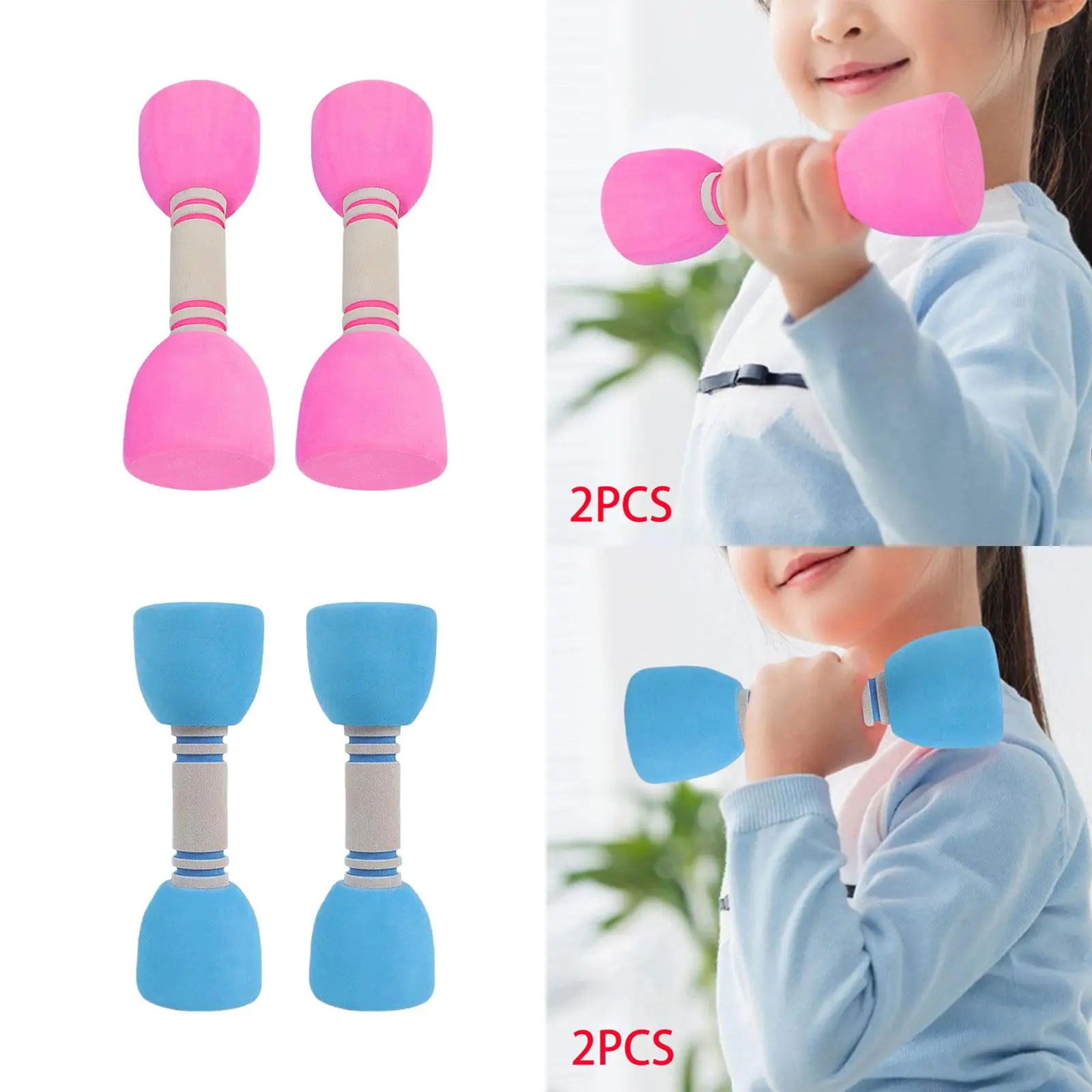 2x Kids Dumbbells Set Non Slip EVA Dumbbells for Workouts Home Use Fitness