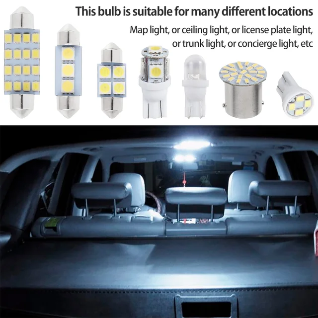 Kit d'éclairage intérieur LED pour voiture, 6000K, 12V, T10, 168, 2825,  W5W, 921, carte de véhicule, breton, porte, planificateur de coffre, ampoule  de plaque - AliExpress