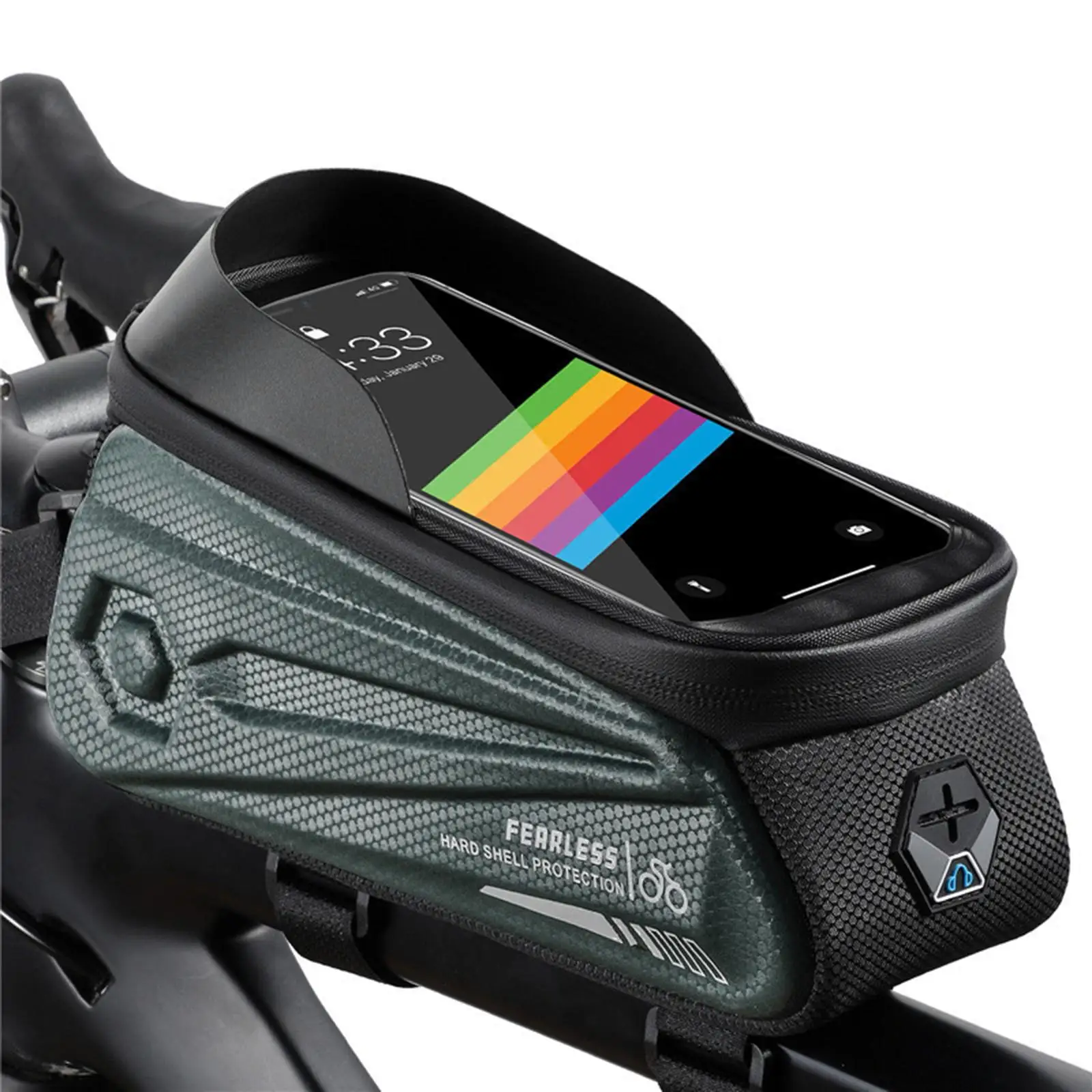 Mountain Road Bike  Bag, Waterproof Bike Pouch Bag, Front  Touchscreen  with Headphone Hole