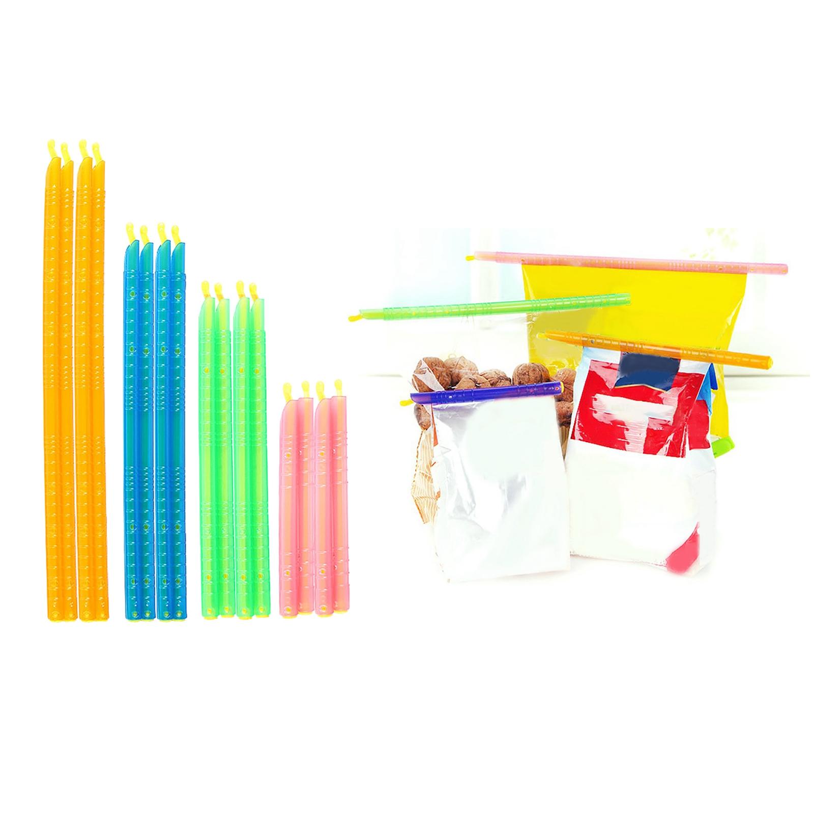 16 Pieces 4-Color Bag Clips for Food Storage Fridge Freezer Sealing for Chip Snacks Home Kitchen Pink, Green, Blue and Orange