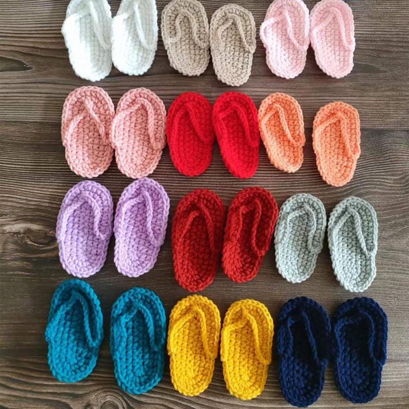 Strickhausschuhe für Babys, Jungen und Mädchen, Fotografie-Shooting-Outfits, Mini-Flip-Flops A2UB – Detail 11