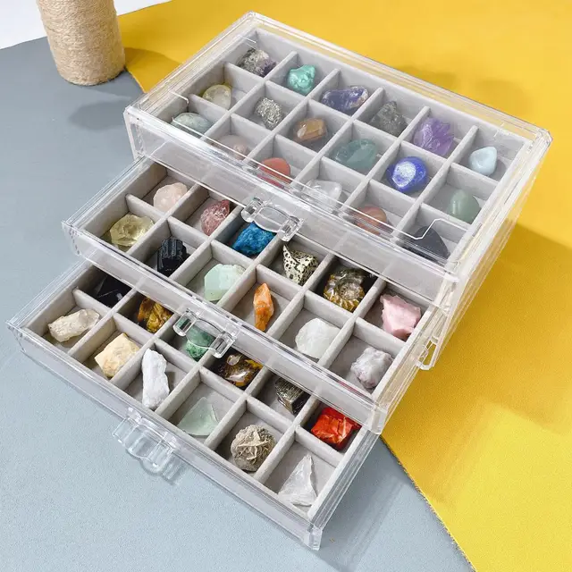 Rock Collection for Kid Science Education Toys 3 Layer Display Box Geology  Science Learning for Boys