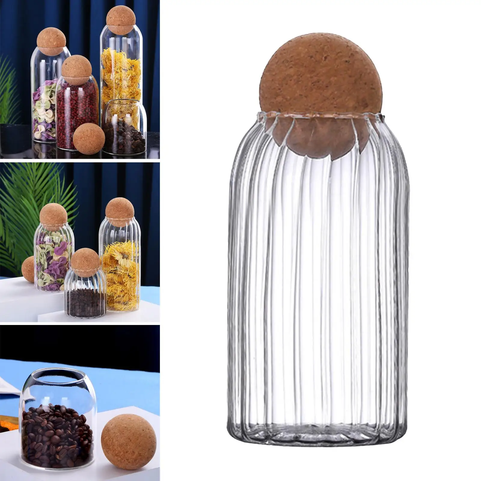 Storage Bottle Jars with Cork Lid Cans Organizer Canister Decorative Container Tank  Coffee Seasoning Cereal