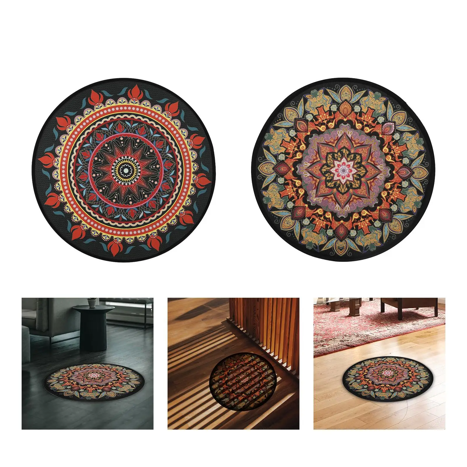 Mandala Pattern Round Yoga Floor Mat Meditation Mat Decorative Non Slip Cozy