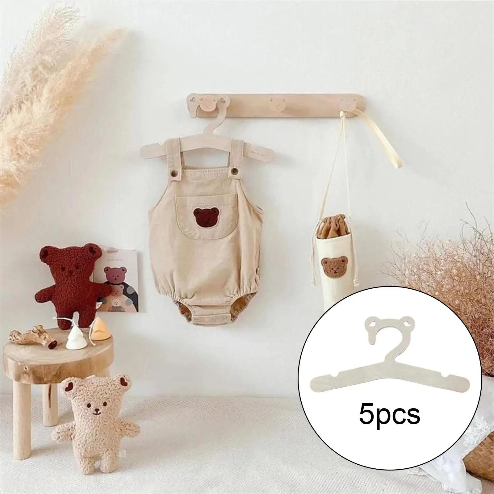 5 Pieces Wooden Creative Cute Accessories Children Clothes Hanger Hanger Rack Baby Clothes for Coat Pants Newborn Baby Gifts