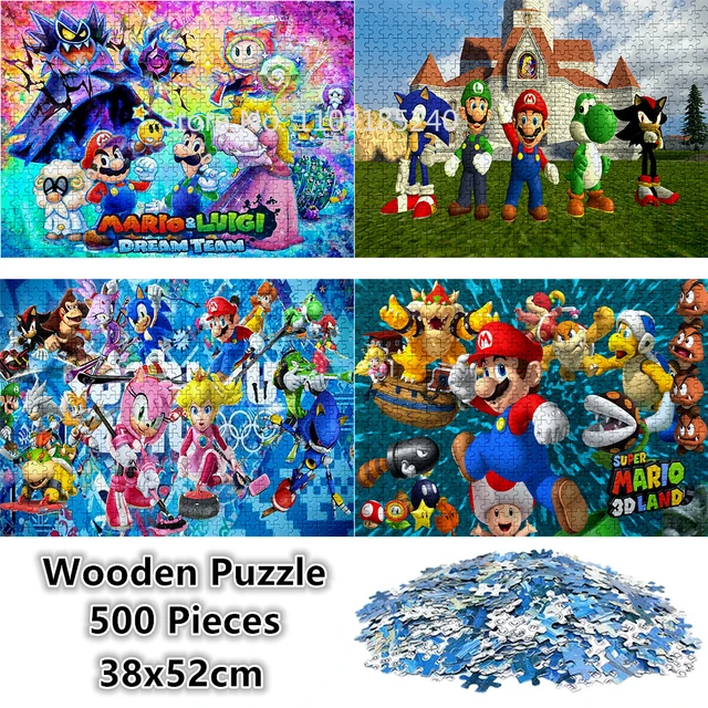 500 Pieces Cartoon Game Diy Mini Wooden Puzzle Super Mario Bros