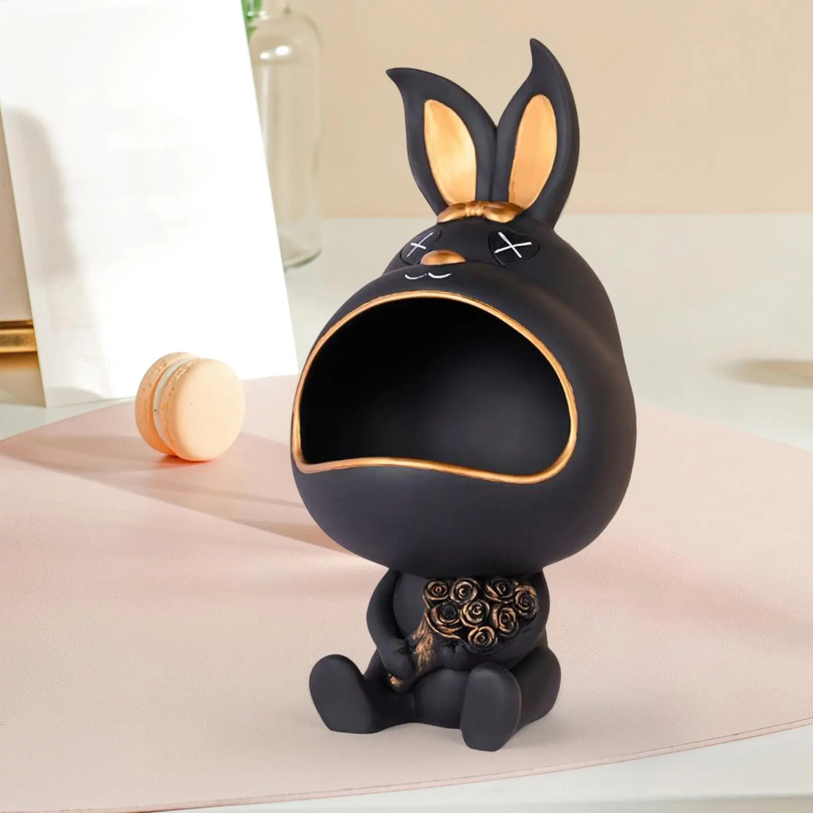 Modern Rabbit Figurine Keys Statue Storage Box Tray Home Decor Ornament