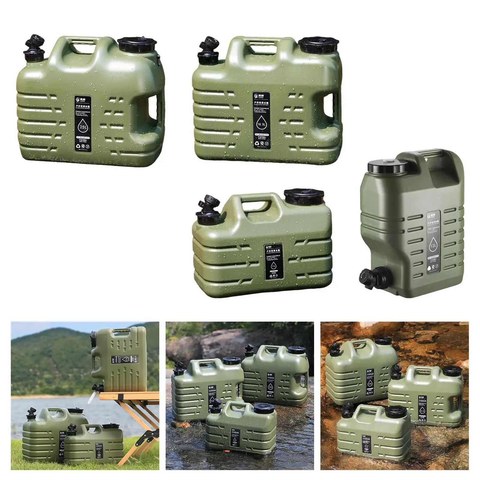 Portable Water Container with Faucet Water Storage Barrel for Survival BBQ