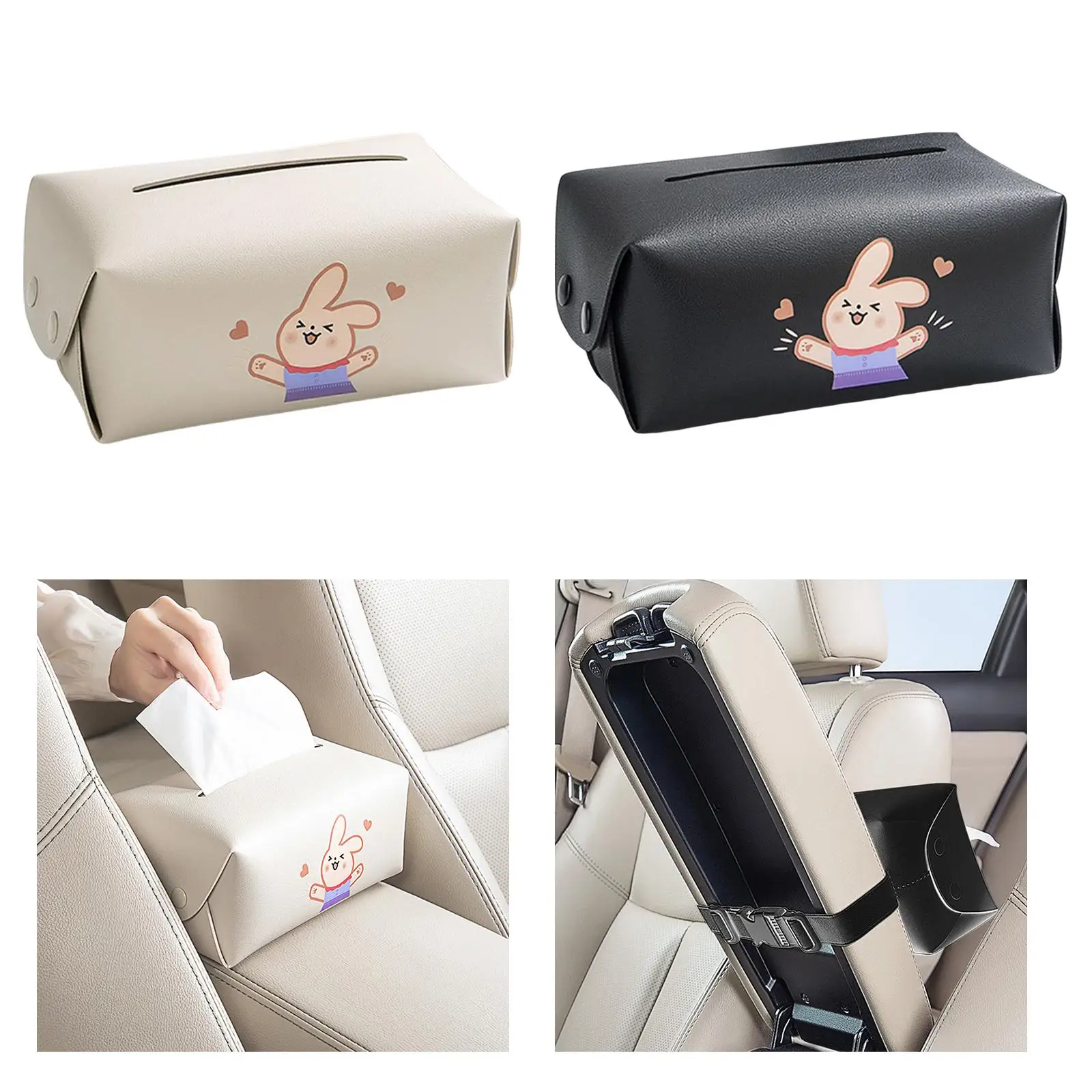 Universal Car Tissue Holder Storage Cases with Snap Fastener Toilet Paper Bag Auto Napkin Dispenser for Car Armrest Box