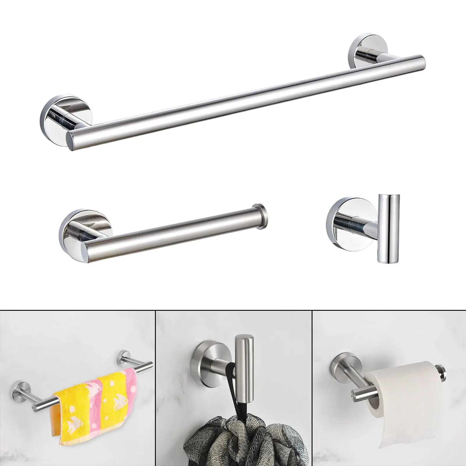 3 Pieces Stainless Steel Bathroom Hardware Bathroom Accessory Set Towel Hook 16