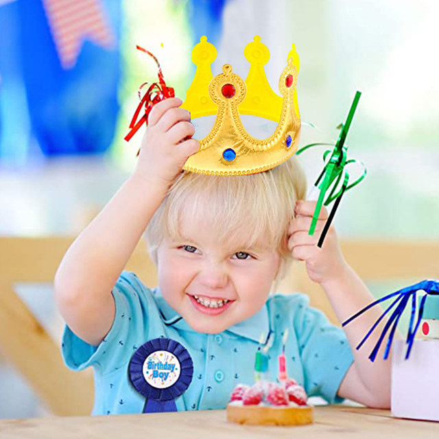 Set Corona E Fascia Compleanno - Diadema Con Strass E Sash 'Birthday Queen' - Per Feste E Regali - Oro E Blu - Foto 5