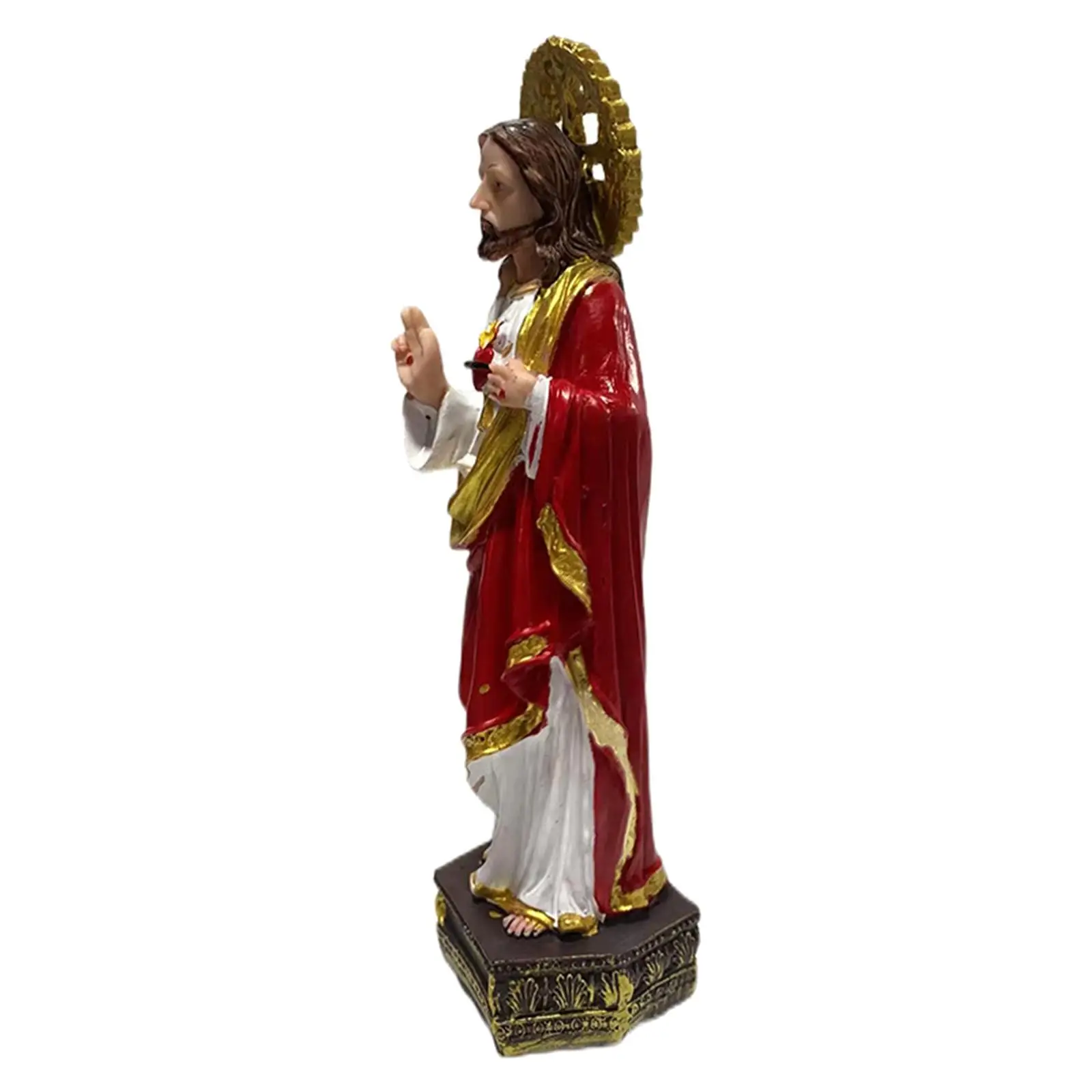 Jesus Statue Sacred Heart Polyresin Christ Lord Crafts Sculptures Religious Figure for Table Decoration Home Office Church Shelf