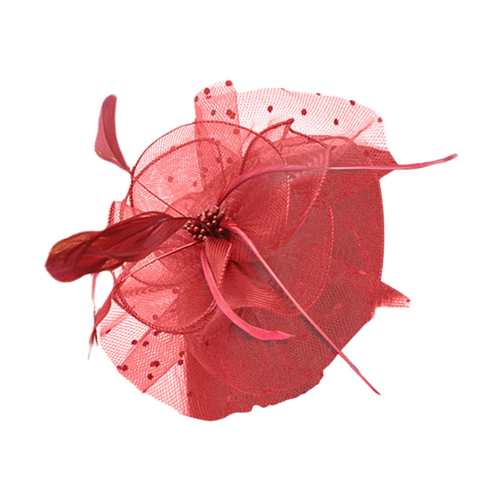 Fascinator Hair Clip Pillbox Hat Handmade Flower Veil Mesh Headband for Bridal Wedding Tea Party Headwear Church Hat Hairpin