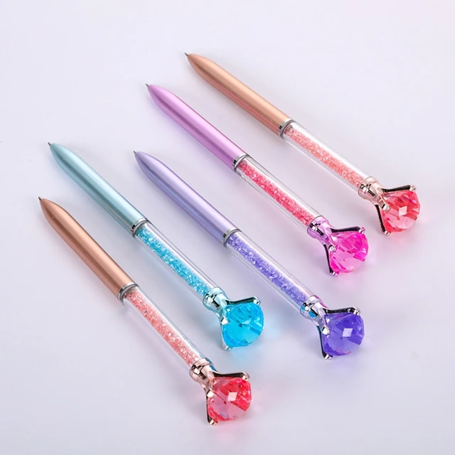 AlldGuo Fancy pens for women Ballpoint Pens Set with Glitter Pen Holder,  Crystal Diamond Pens,with Sticky Notes Perfect for Office, School