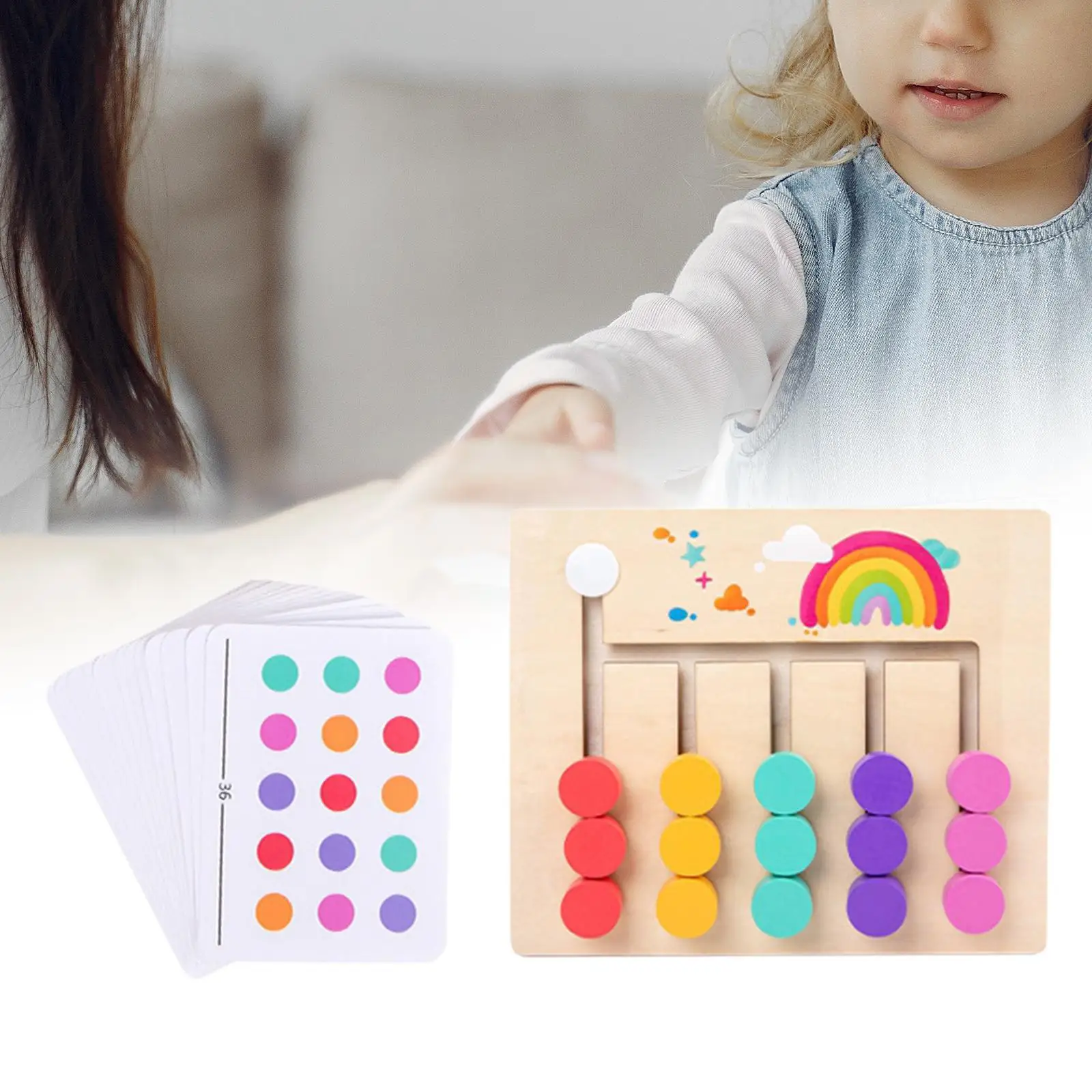 Montessori Learning Toys Slide Puzzle Family Game Color and Shape Matching Brain Teasers Logic Game for Toddler Birthday Gifts