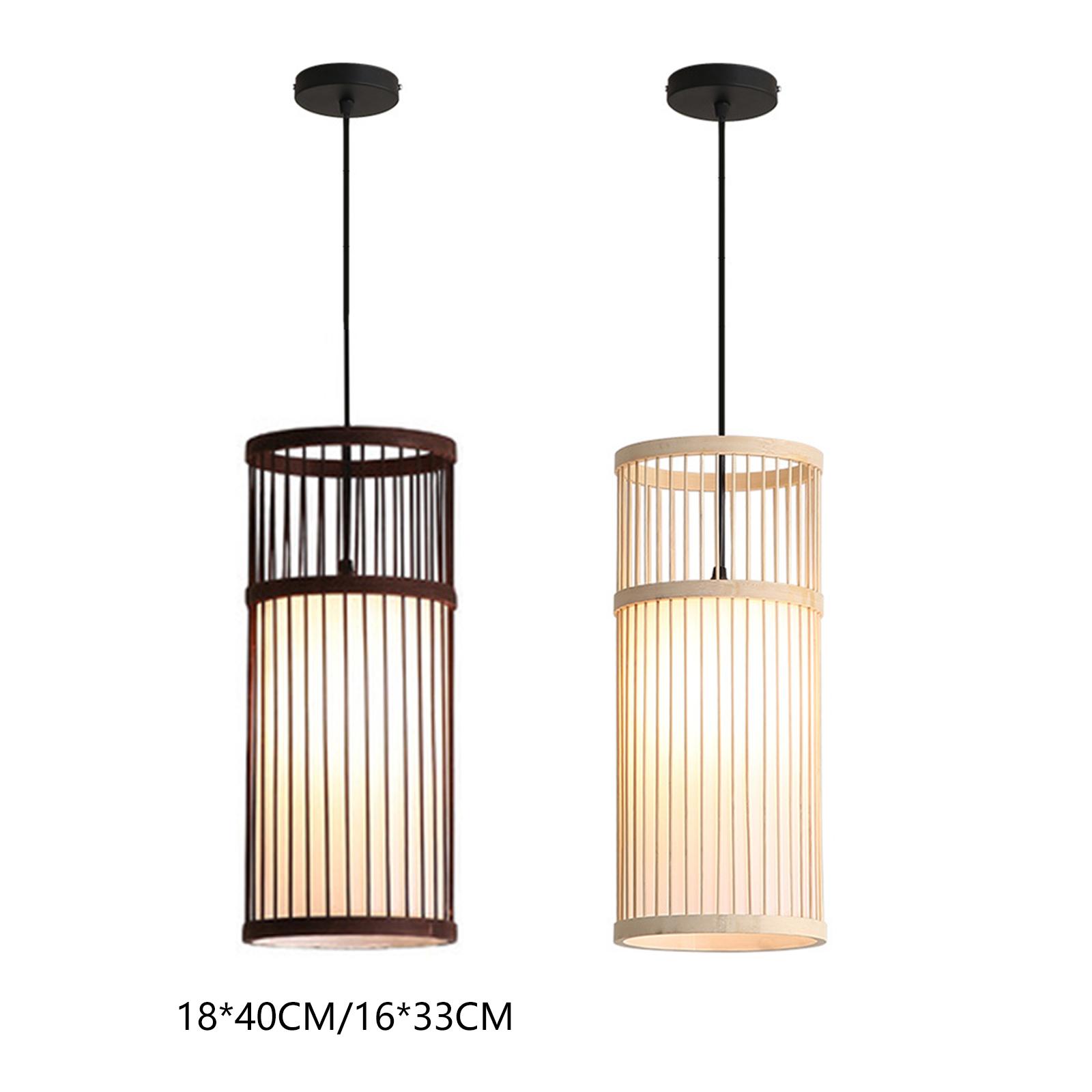 Bamboo Lamp Shade Pendant Light Lampshade Ceiling Light Fixture Cover Adjustable Bamboo Wicker for Bedroom Kitchen Island Indoor