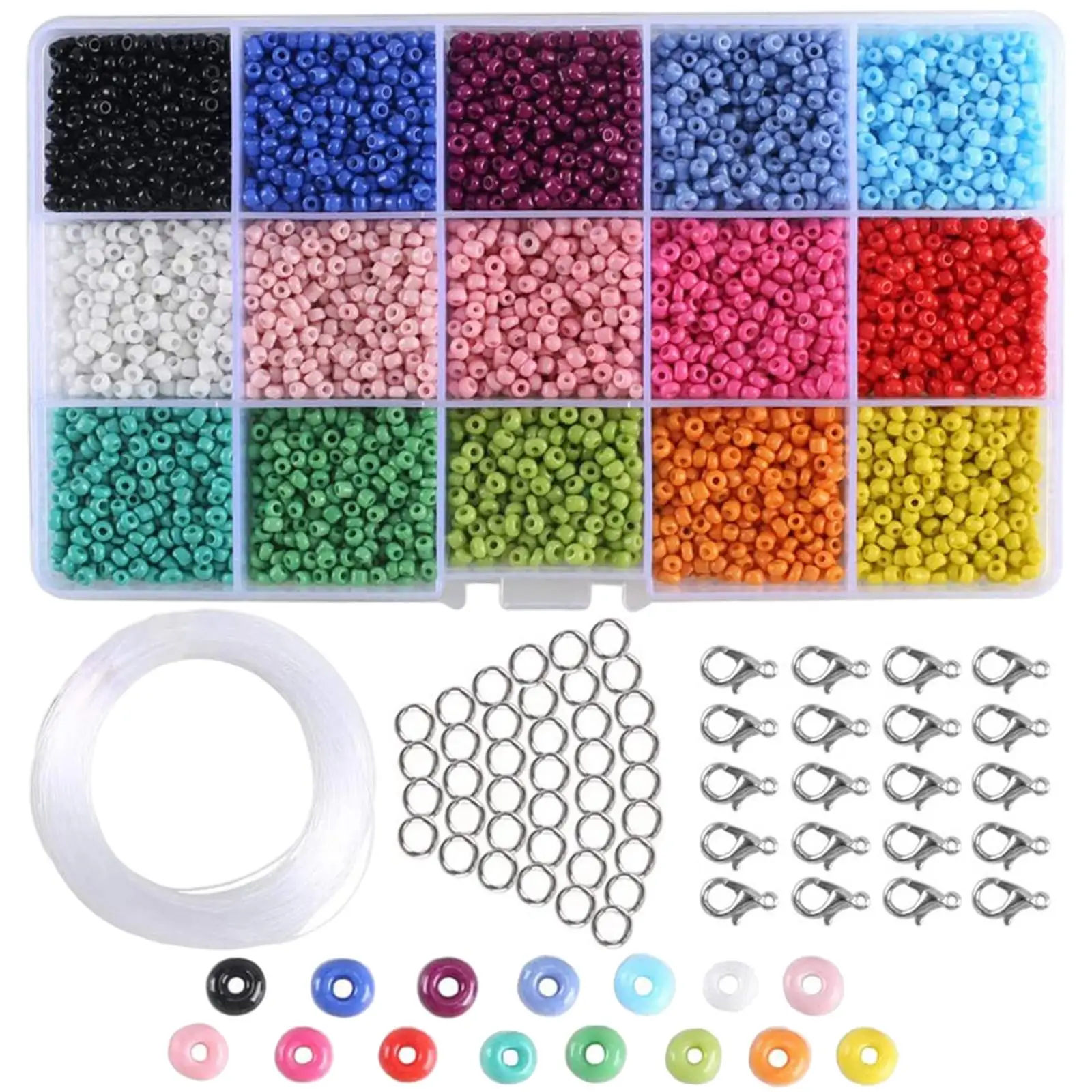 7000 Pieces Glass  Beads 3mm Multicolored Necklaces Small Craft Beads