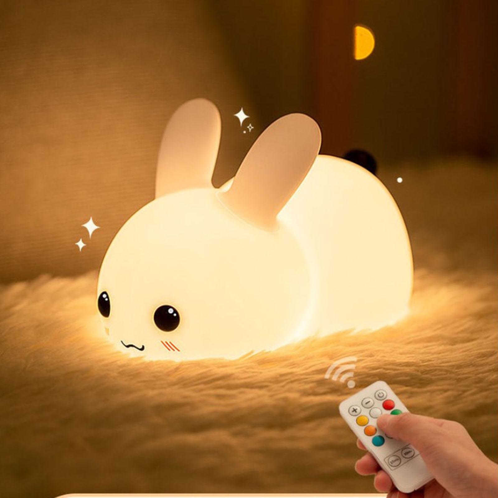 Silicone Bunny Night Light Color Changing Baby Nursery Desk Lamp Kids Gift