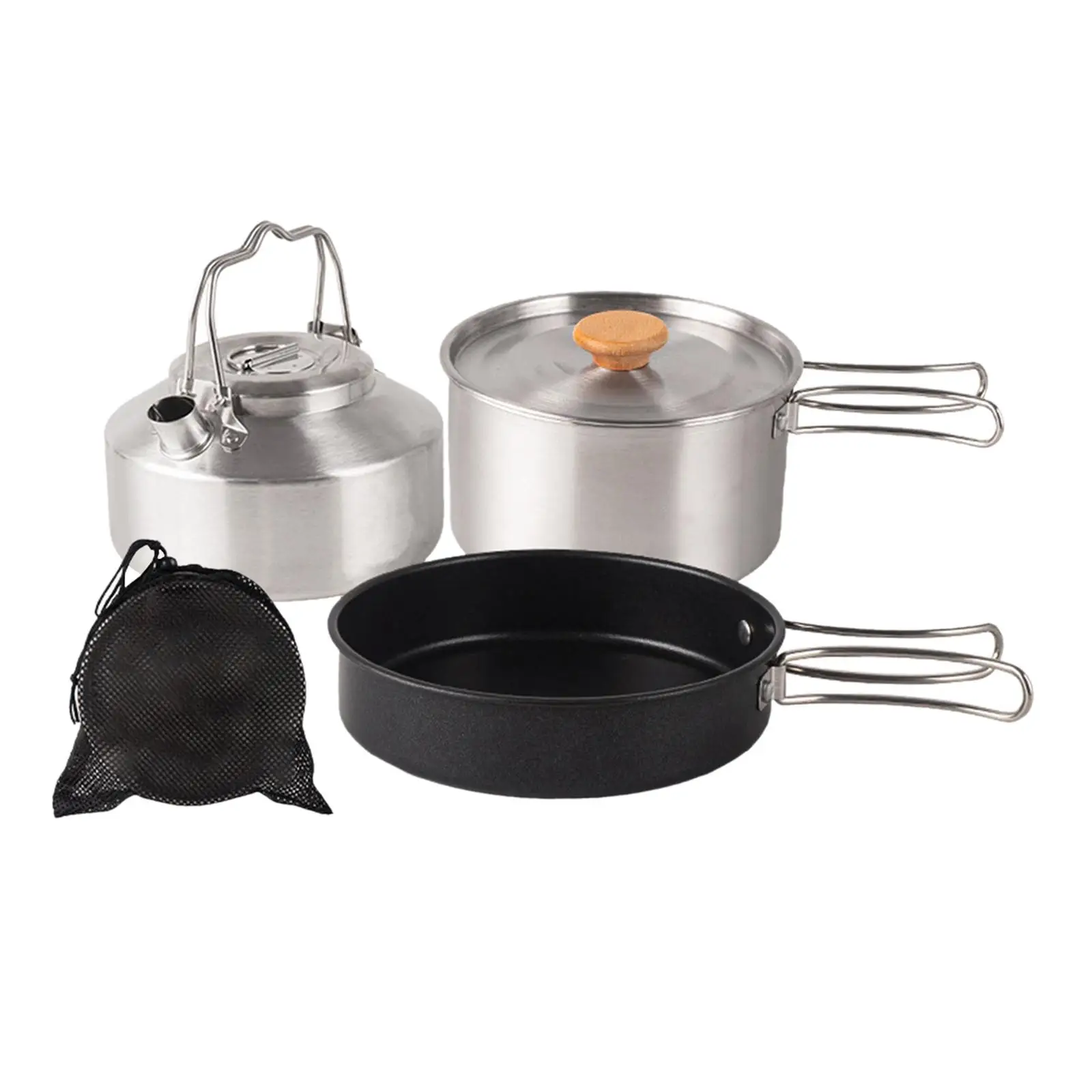 Camping Cookware Set, Outdoor Cook Gear with Storage Bag Stainless Steel Camping