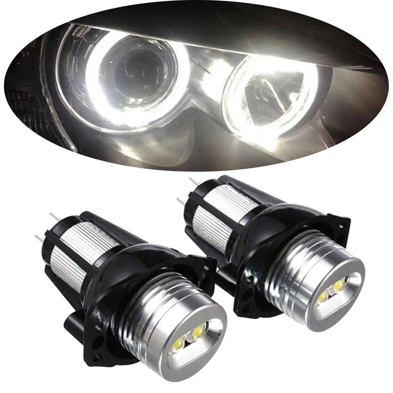 2 Piece LED High Power Angel Eyes Light Bulb 12W 12V Compatible with  E90 E91 05-08