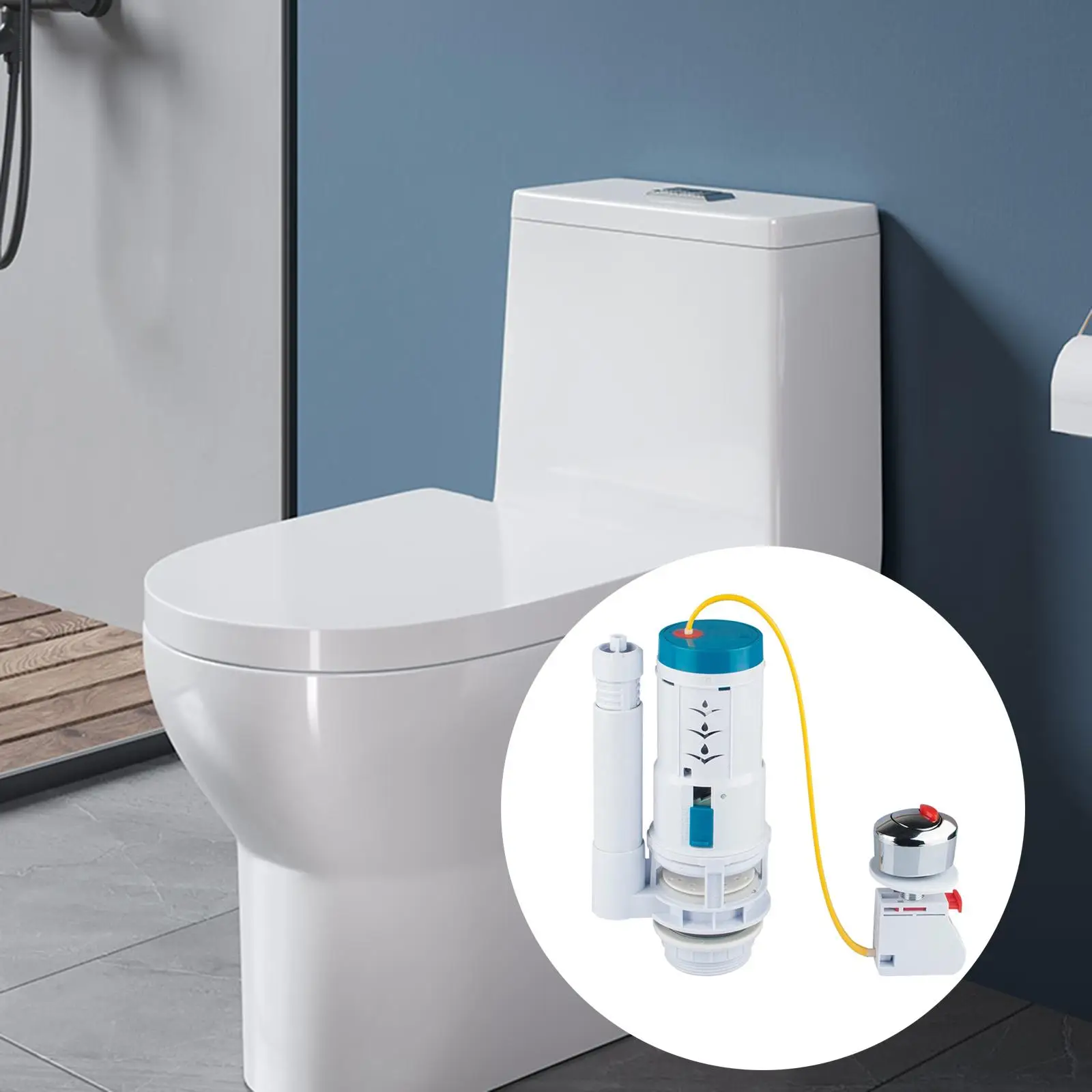 Toilet Fill Valve, Inlet Drain Button Parts Toilet Tank Adjustable Height
