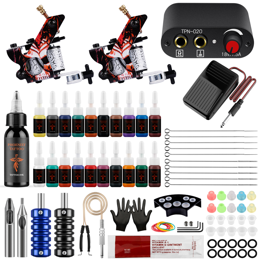 Best of Complete Tattoo Machine Kit Tattoo Gun With Tattoo Power Supply Cartridge Needles Permanent Pigment Ink Makeup Full Tattoo Kit Reviews & Tips