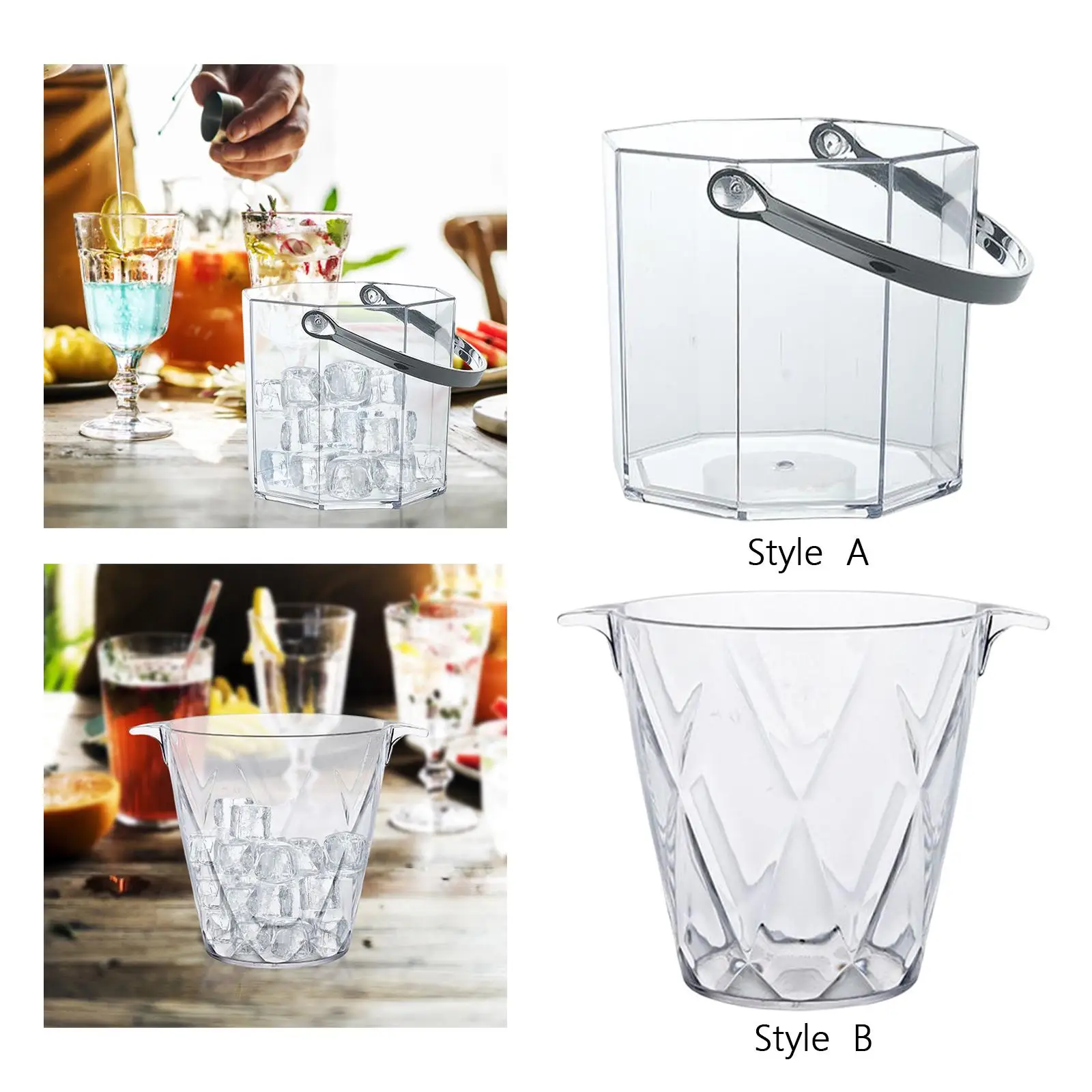 Acrylic Ice Bucket Party Beverage Bin for Freezer Cocktail Bar Party