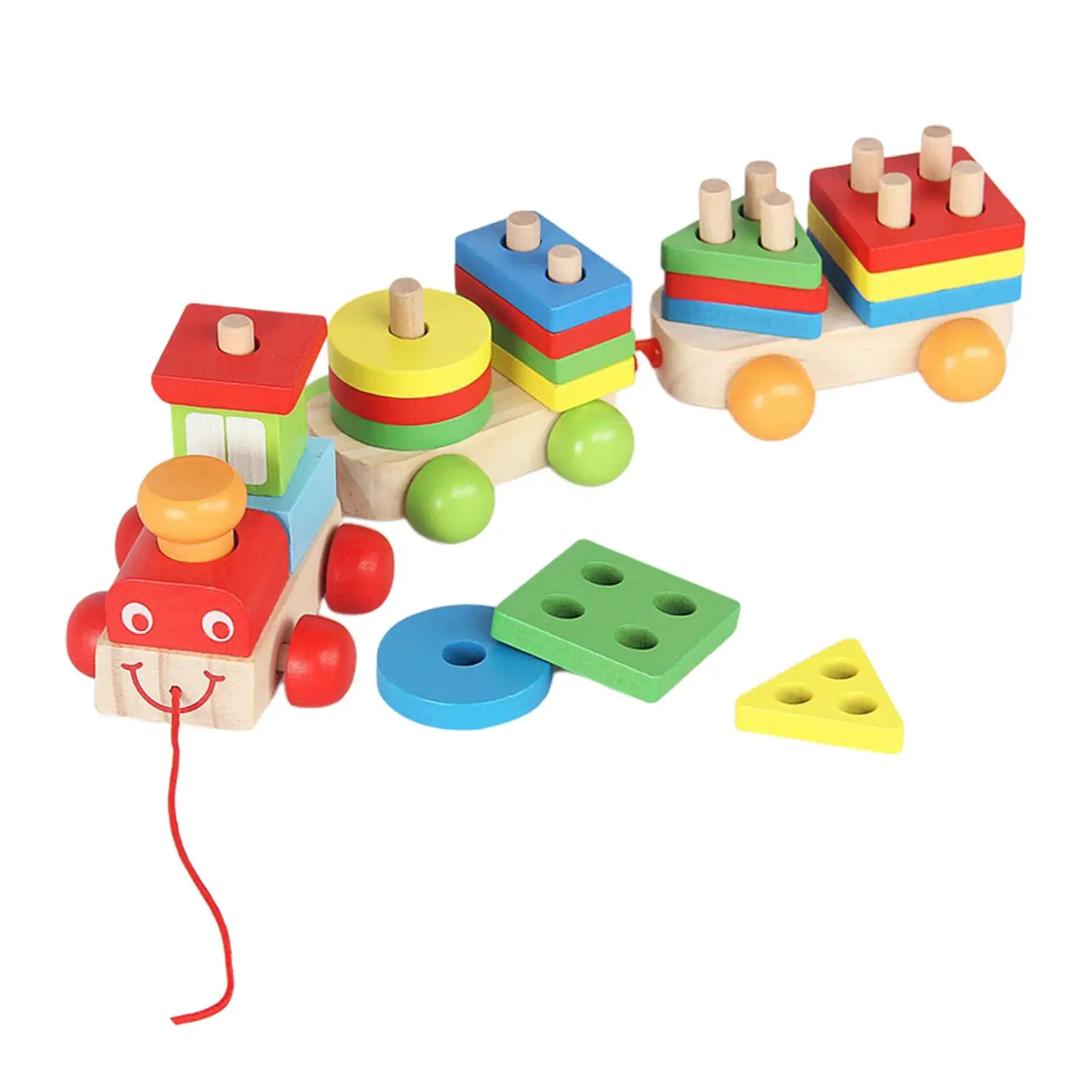 Creative Train Montessori Toys Intelligence Toy Shape Color Recognition Blocks for Boy Preschool Children Toddlers Holiday Gifts