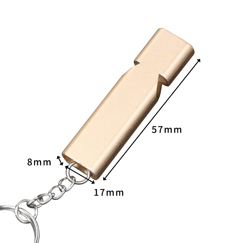 Outdoor Survival Pfeife Aluminium Legierung Metall Doppel-loch Hochfrequenz Hochtöner Überleben Pfeife 150db Hohe Dezibel Rettungs Werkzeug – Detail 2