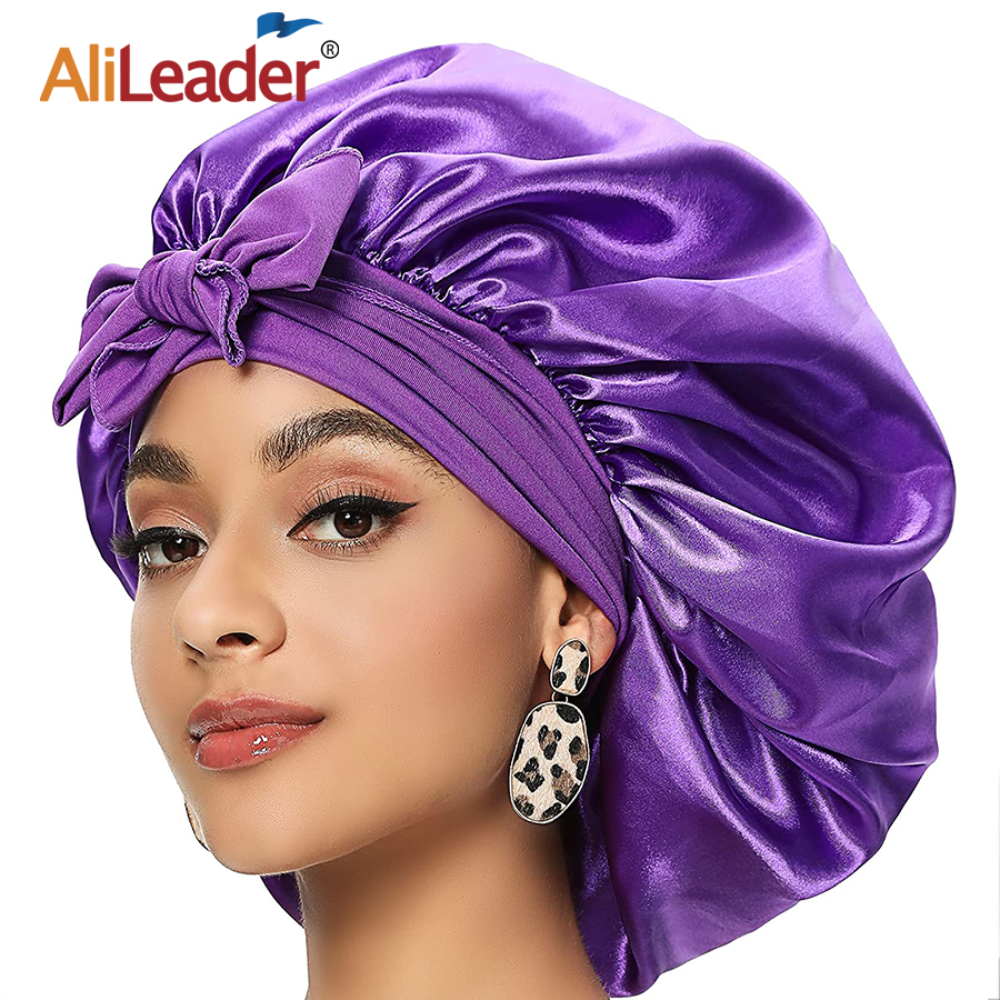 Best of Satin Bonnets Silk Satin Bonnet Cap Night Sleep Hat Hair Bonnets For Women Large Satin Bonnet Silk Hair Wrap Stretchy Tie Band Reviews & Tips