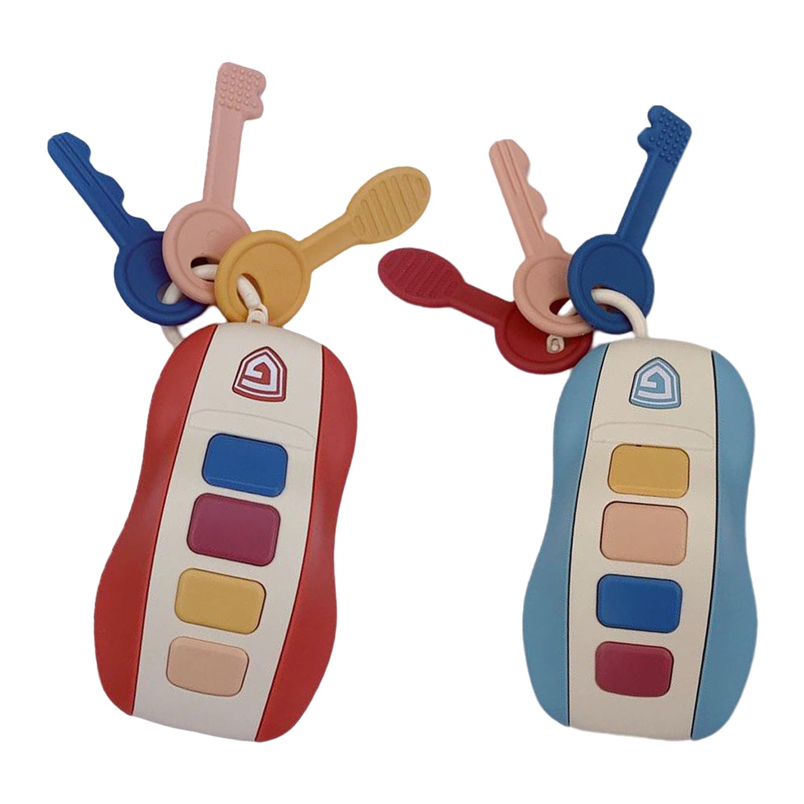 2Pcs Toy Car Keys on A Keychain Musical Smart Remote Key for Toddler Gifts