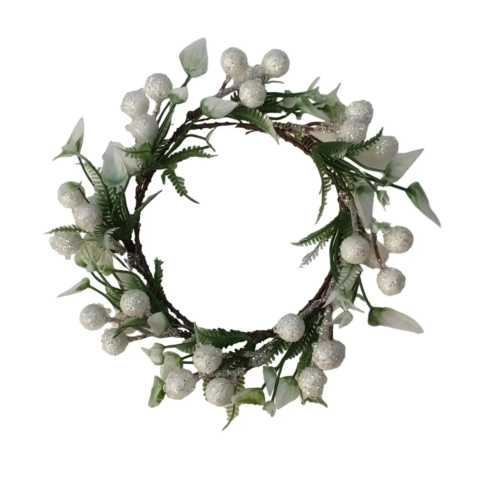 Candle Garland Ring Christmas Decoration Ornament Holiday Party Decor Artificial Christmas Wreath for Window Indoor Home Decor