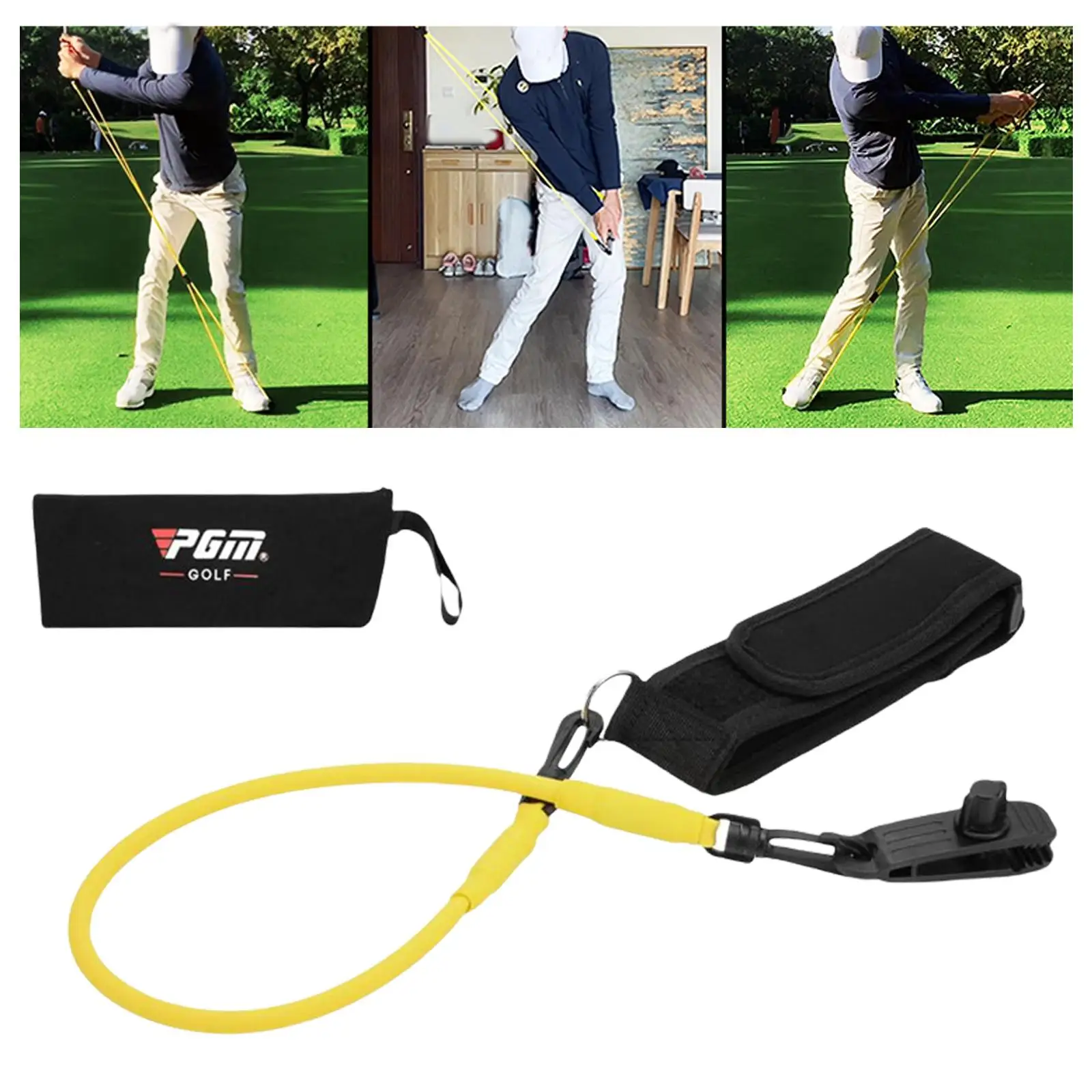 Golf Swing Trainer Arm Waist Band Elastic Resistance Rope Belt Posture Guide Training Correcting for Golfers