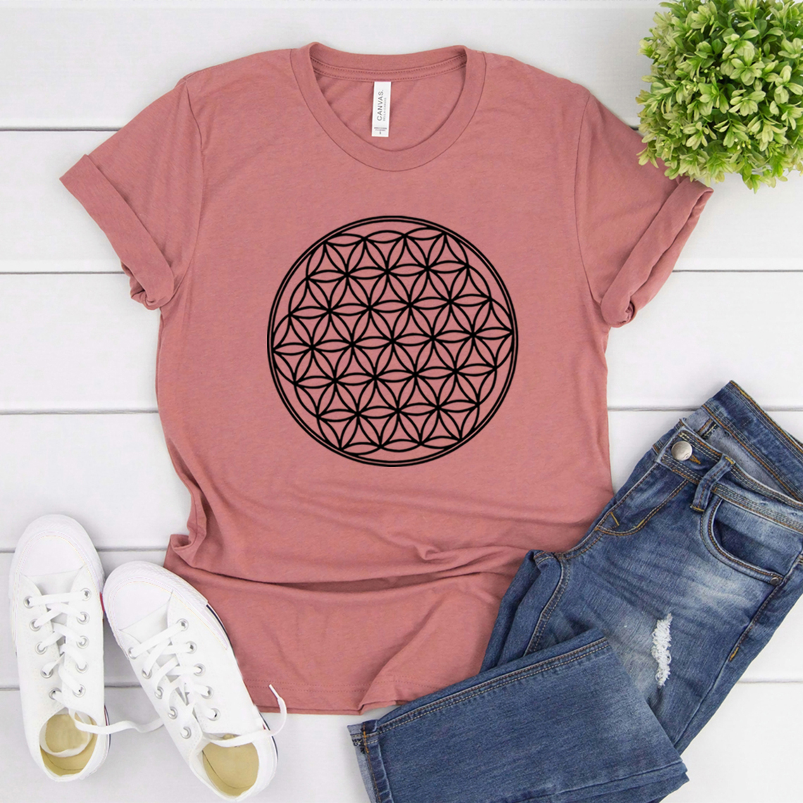 Seed of Life T-Shirt Blume des Lebens T-Shirt Blumen-T-Shirt Unisex-T-Shirt Kurzarm Grafik-T-Shirts Männer Frauen Casual Tops T-Shirt – Detail 12