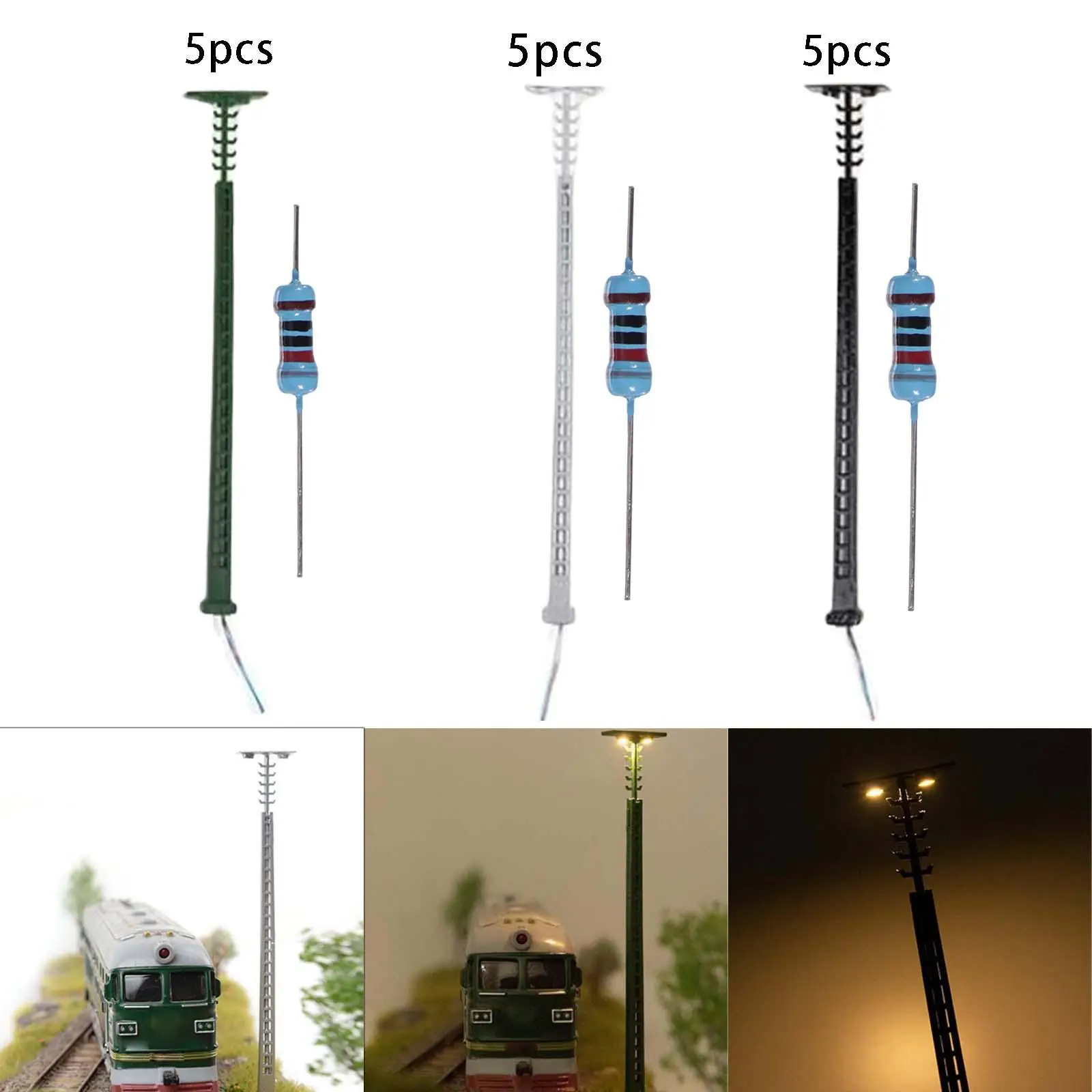 5 Pieces Model Railway Lights HO Scale for Micro Landscape Street Scenery
