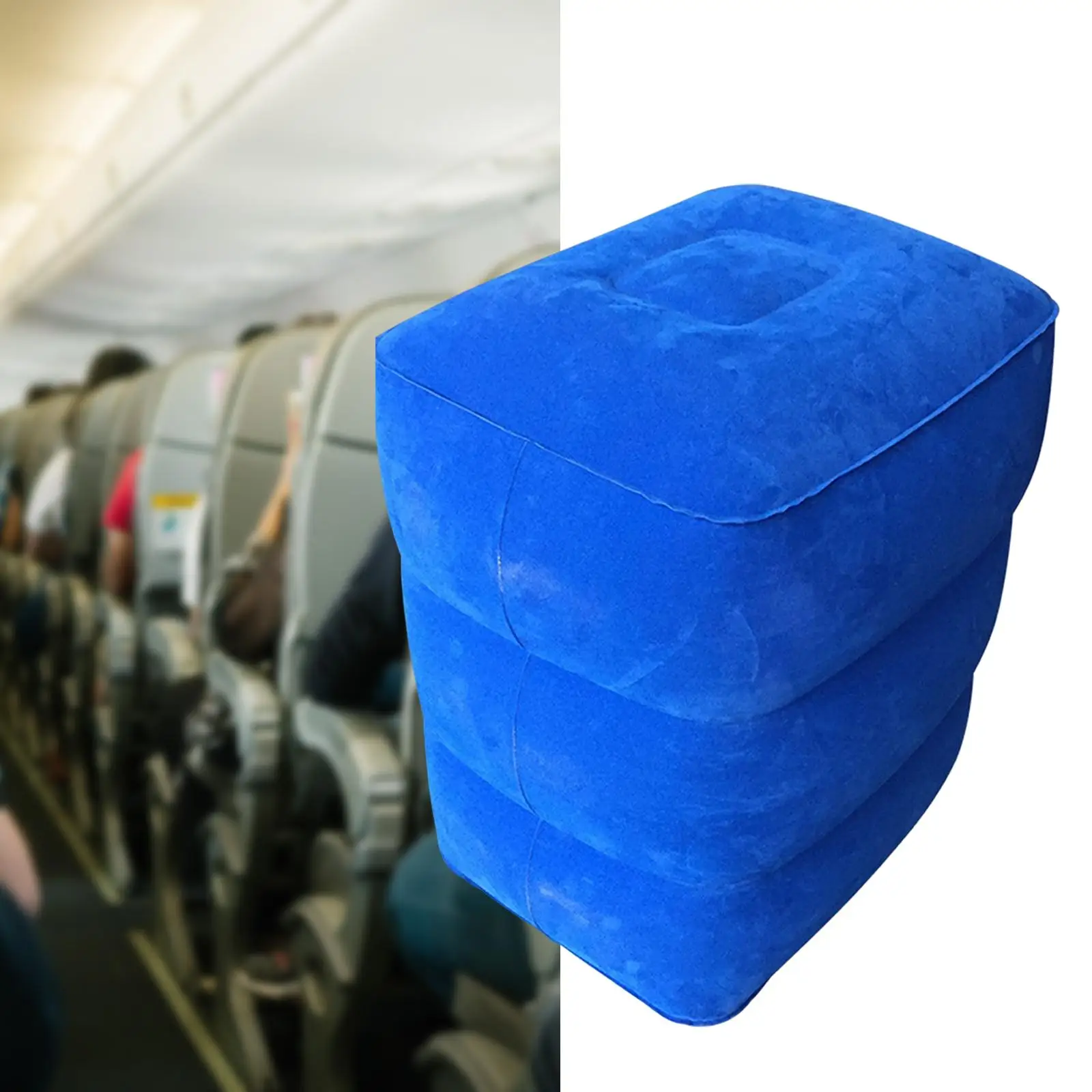 Foldable Travel Footrest Pillow PVC Flocking Comfortable Adjustable Relax Inflatable feet pillow for planes Trains Camping