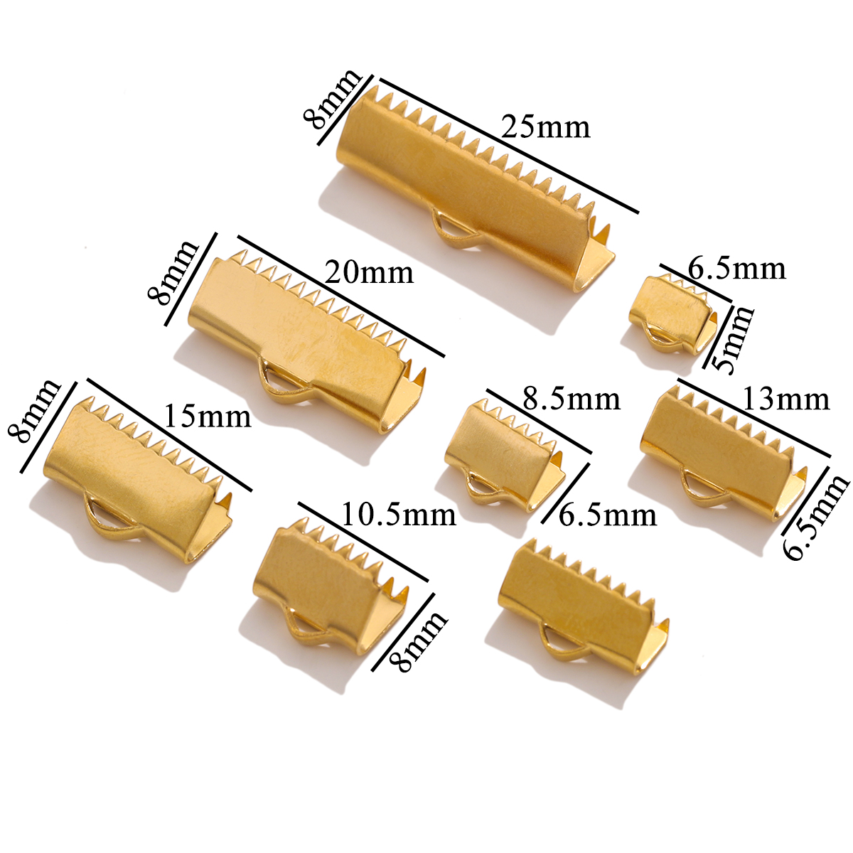 20 Stück Edelstahl PVD 18K vergoldet Crimp End Bead Buckle Tip Verschluss DIY Halskette Armband Verbinder für die Schmuckherstellung – Detail 6