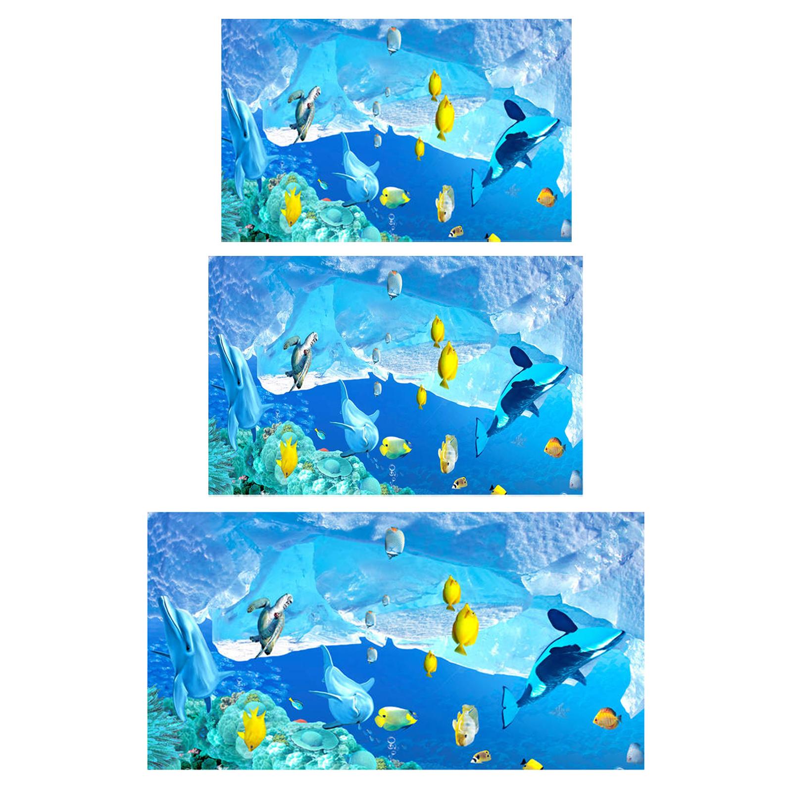 Fish Tank Background Sea Fish & Coral Reef Double Sided Self Adhesive Aquarium Backdrop Landscape Poster Wallpaper Decorations