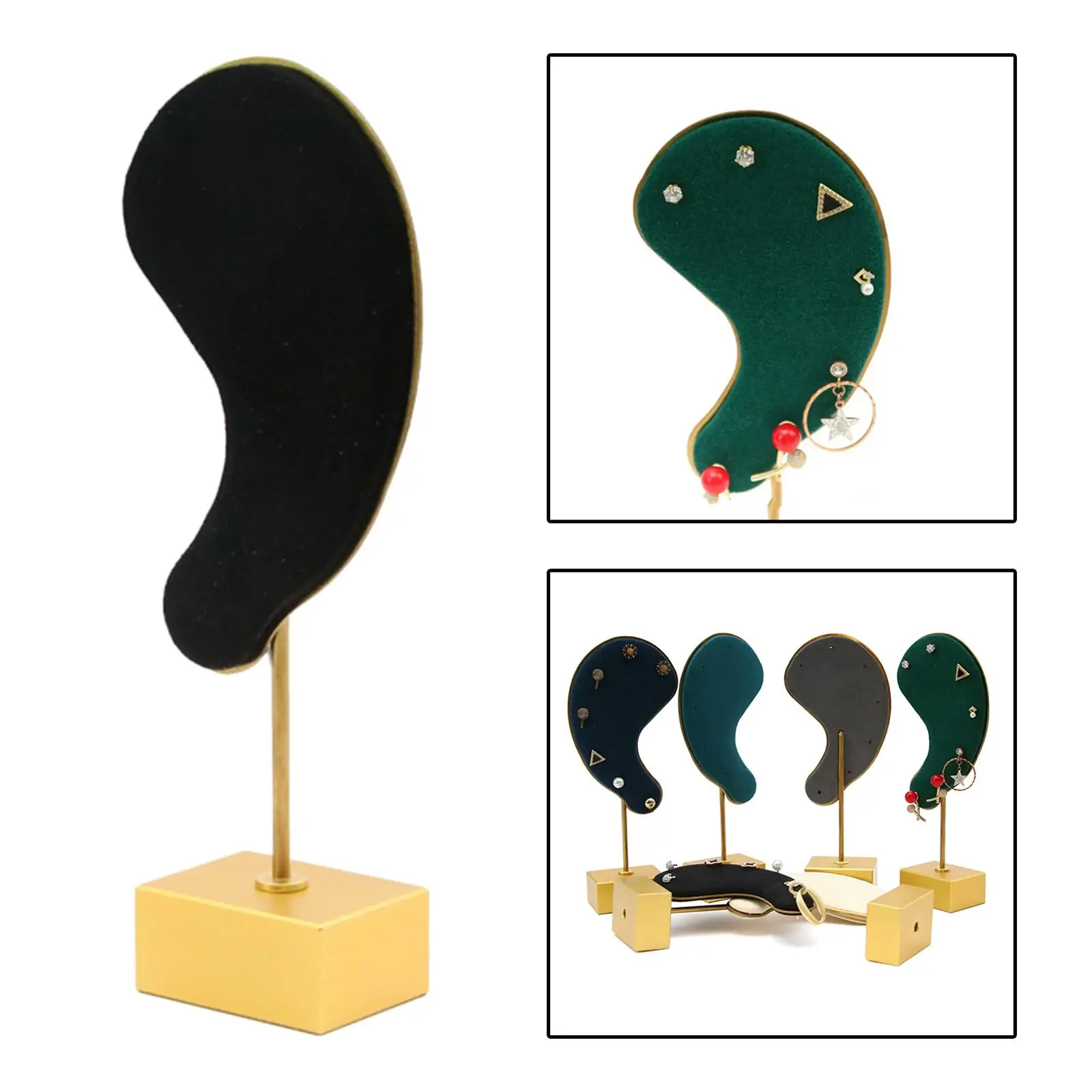 Fashion Earring Display Stand Multi-color Microfiber Earring Holder Ear-shaped Ear Clip Stud Jewelry Display Organizer Stand