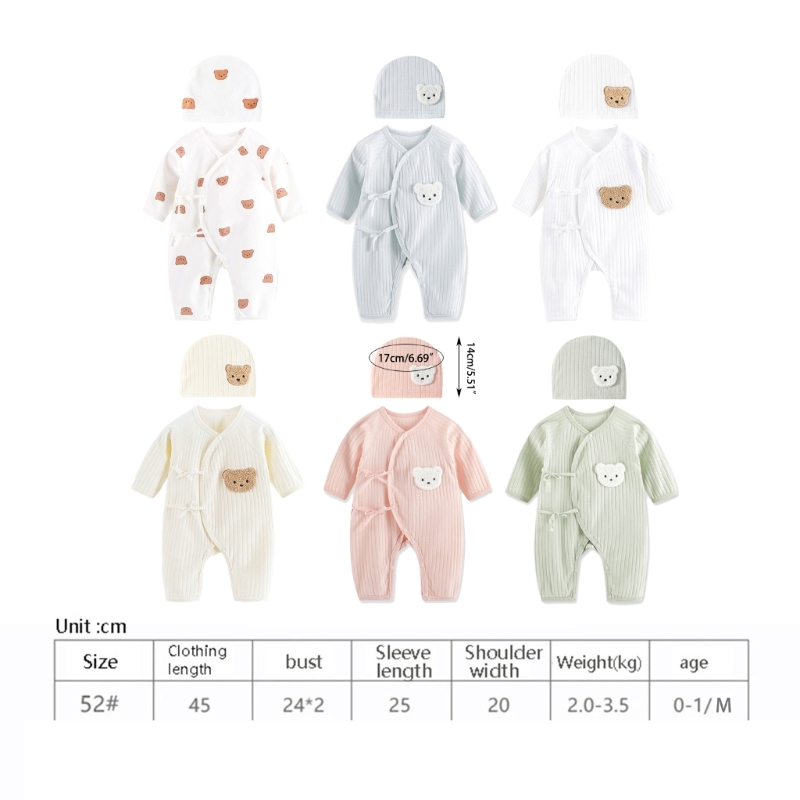 Cartoon Bär Overall Schädel Set Antistatische Baby Strampler Outfit Dusche Geschenk A2UB – Detail 4