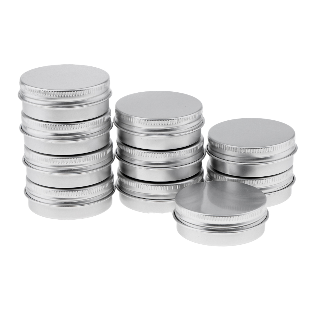  10 Pack Aluminum Tin Cans, Empty Round Tin Jar Pot Cosmetic  Screwtop Lid Cover