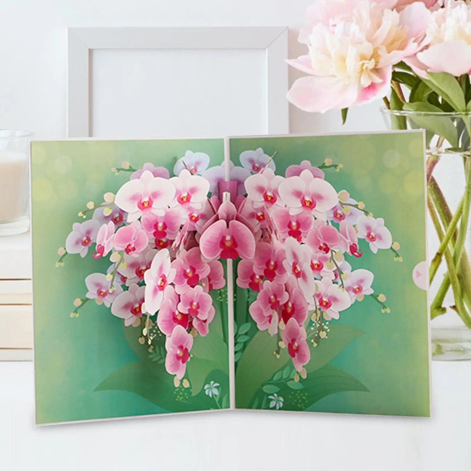Valentine`s Day Phalaenopsis Card Valentine Card Gifts Cards Popup Greeting Card for Mother`s Day Engagement Wedding Mom Dad