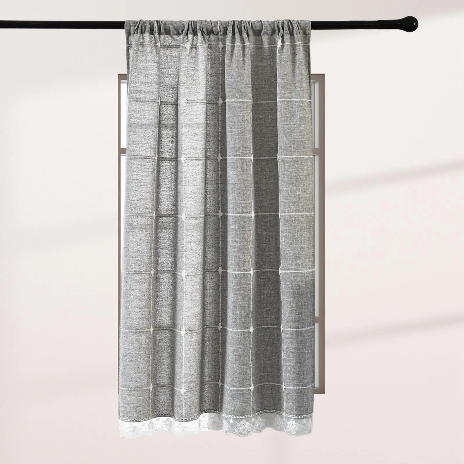 Fashion Rod Pocket Curtain Translucent Privacy Drapes for Patio Door Bedroom