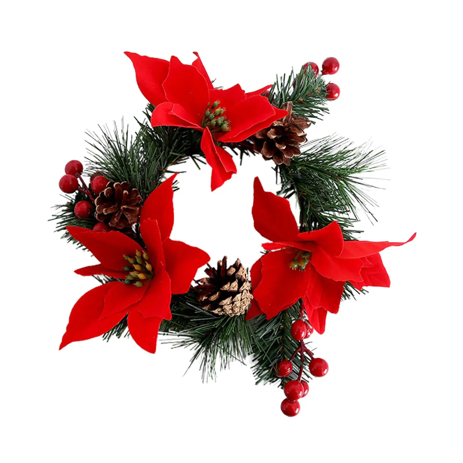 Christmas Candle Rings Artificial Candle Wreath for Holiday Table Decoration