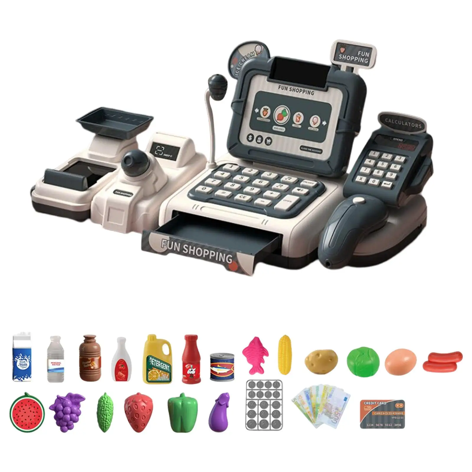 Simulation Children` Store Toys Cash Register Supermarket Cash Register Play House for Toddlers Birthday Gifts