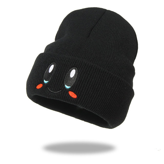 Gorro de malha de anime feminino, bordado de olhos, elasticidade, boné  crânio, quente, cosplay, menina, fofo, inverno, 2021