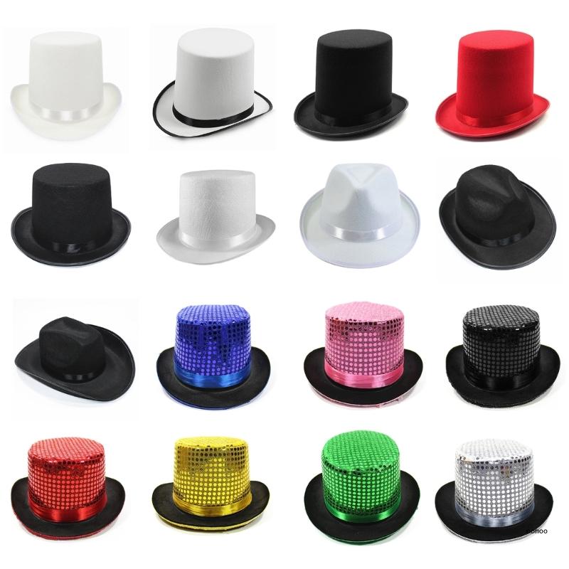 Pork Pie Pailletten-Zylinder, Jazz-Fedora-Hut, Zauberer-Zylinder, Bowler-Zylinder, Zirkusdirektor-Hut – Detail 1