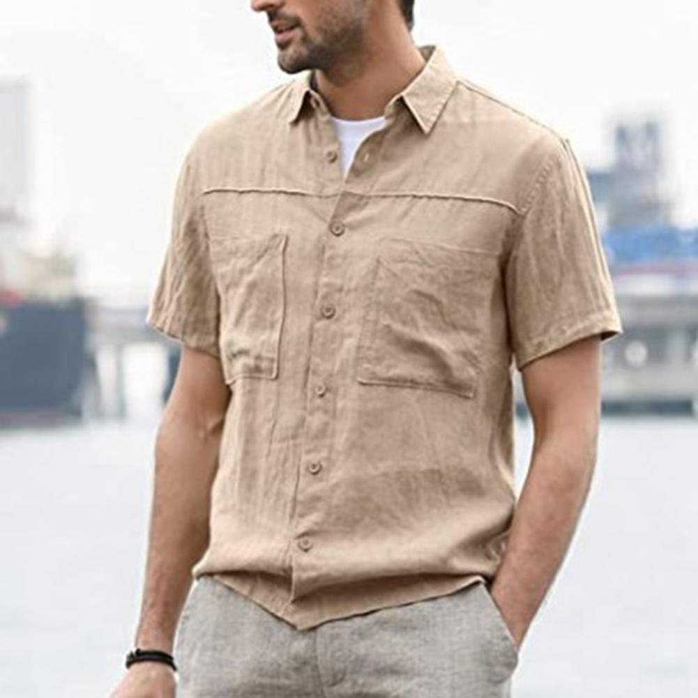 Summer Men's Shirt Cardigan Pockets